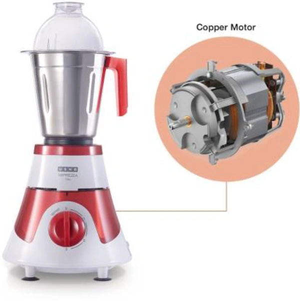 USHA Mixer Imprezza MG 3576 750 W Mixer Grinder (3 Jars, Red) - 750W, RED, WHITE, 2 years on product & 5 years on motor